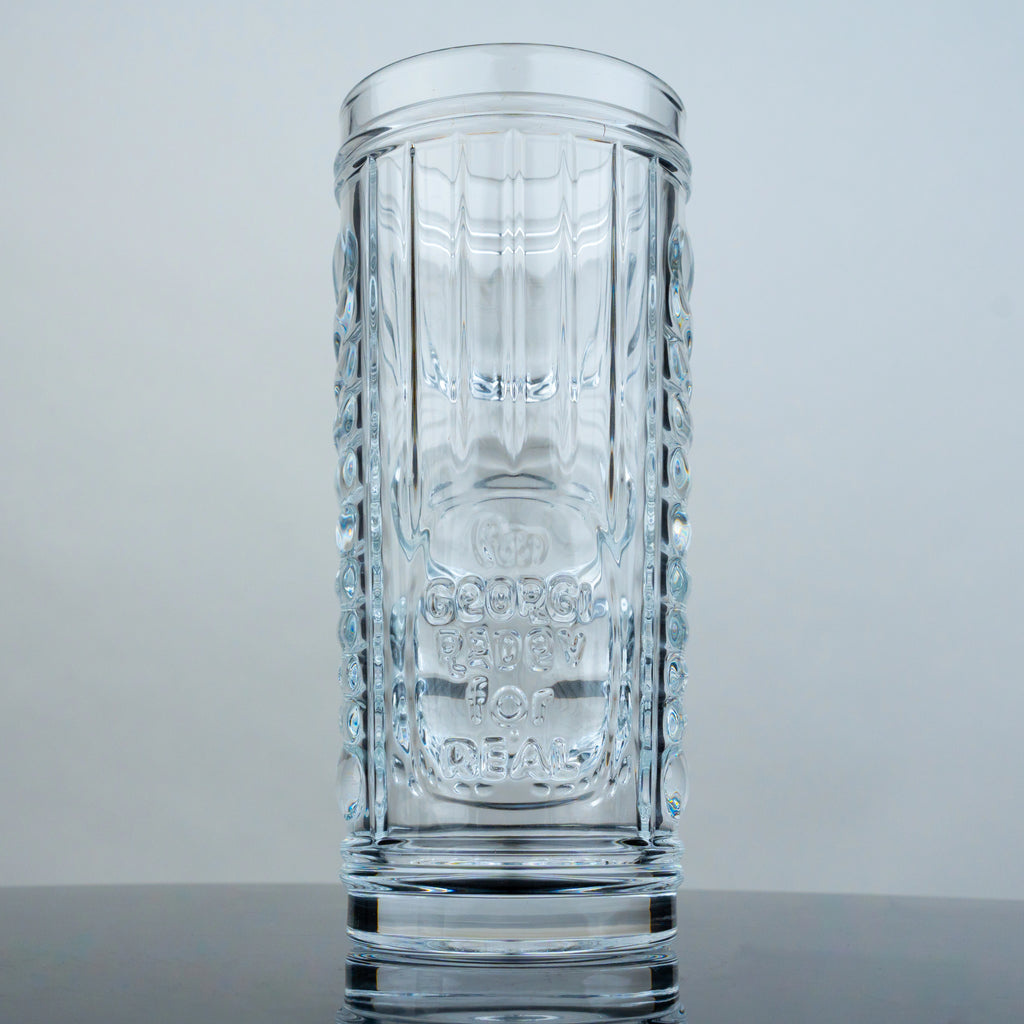 Tiki glass front, embossed Padev signature