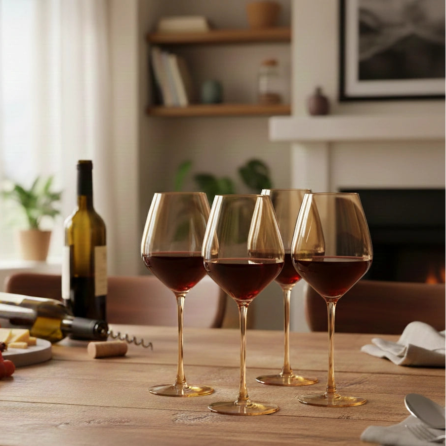 Amber Luxe Wine Glasses - Set of 4