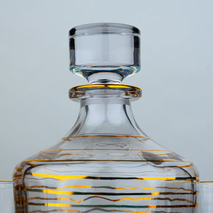 Gold Striped Whiskey Decanter Set