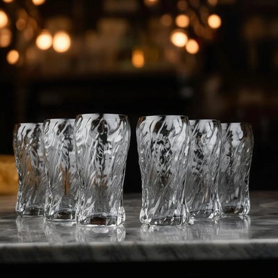 Organic Wavy Highball Glasses - Set of 6