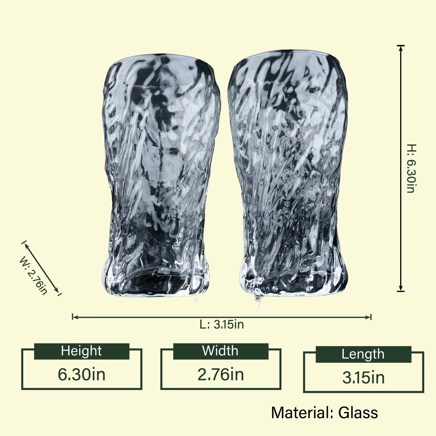 Luxury crystal tumbler set with handcrafted-inspired surface texture