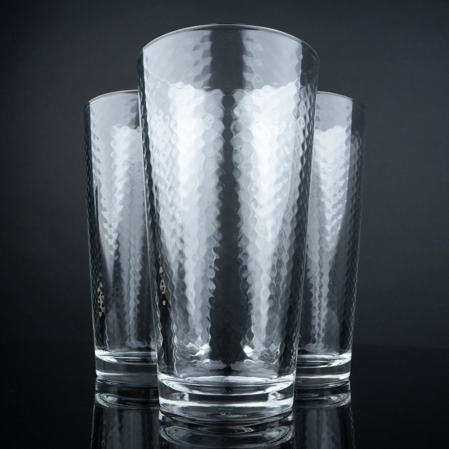 Hammered Clear Highball Glasses - Set of 4