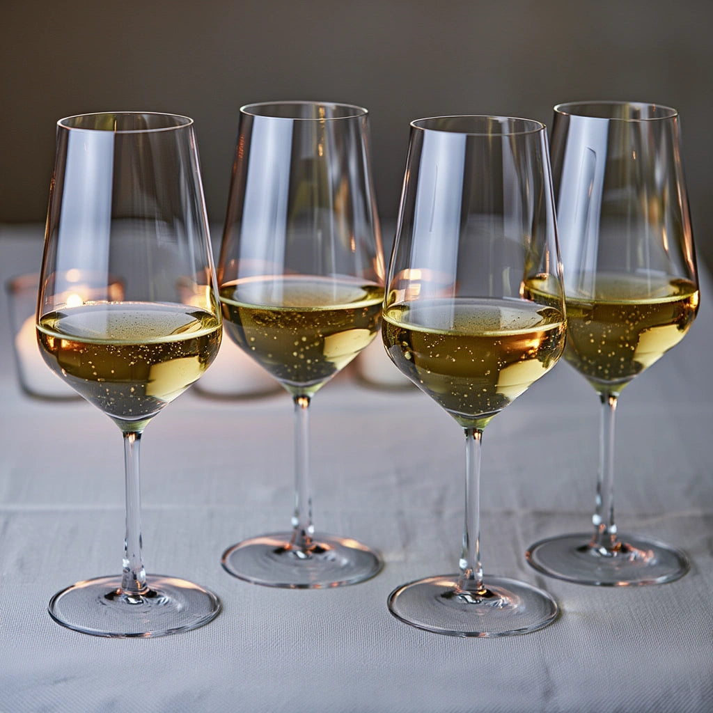 Clear modern wine glasses with sleek stem design