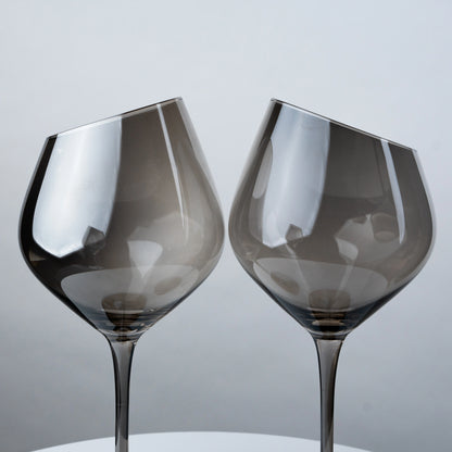 Grey-Tinted Slanted Wine Glass - Set of 2