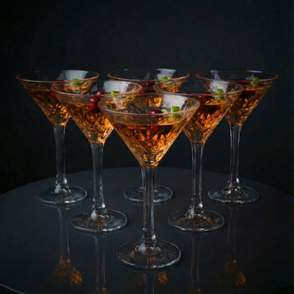 Luxury cocktail glasses featuring crystal-clear finish and refined stemware detailing for stylish entertaining arrangements