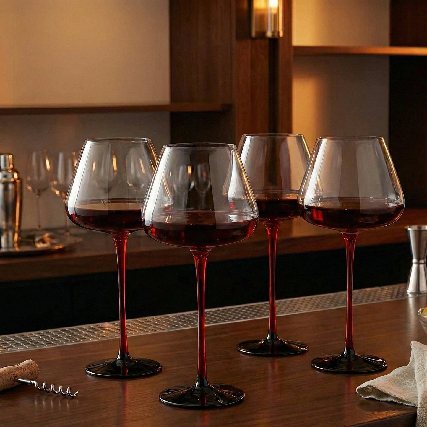 Red Noir Wine Glasses- Set of 4