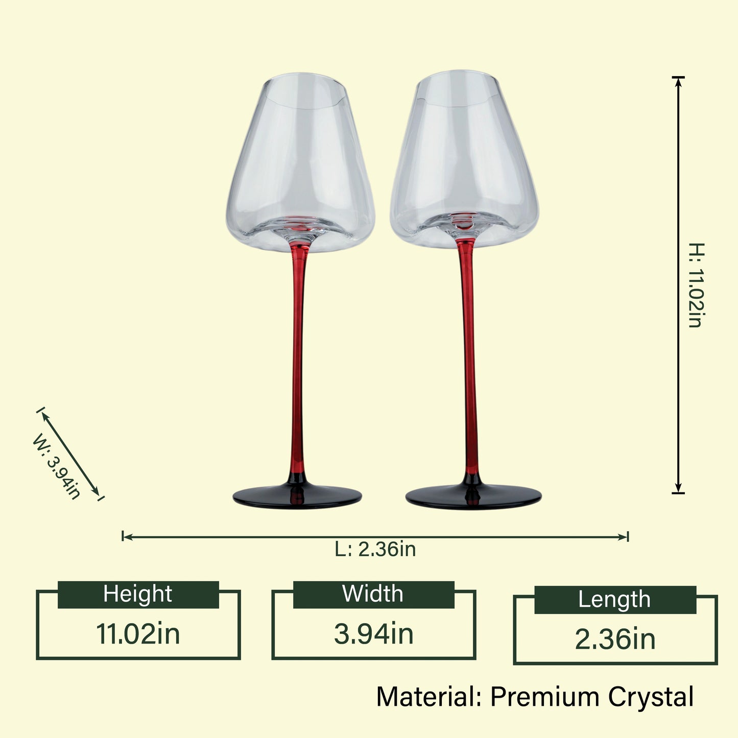 Noir Slim Wine Glasses - Set of 4
