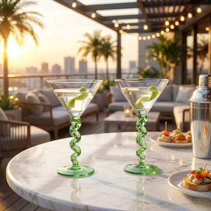 Hammered Round Base Glasses - Set of 2