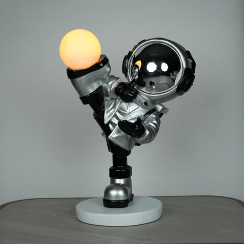 Silver Astronaut Kicker Lamp