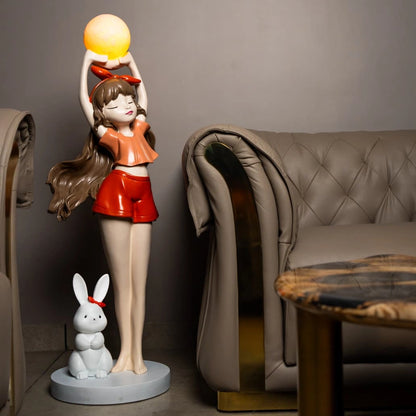 Girl and Rabbit Floor Lamp