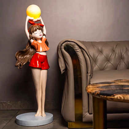 Red Bunny Glow Girl Lamp