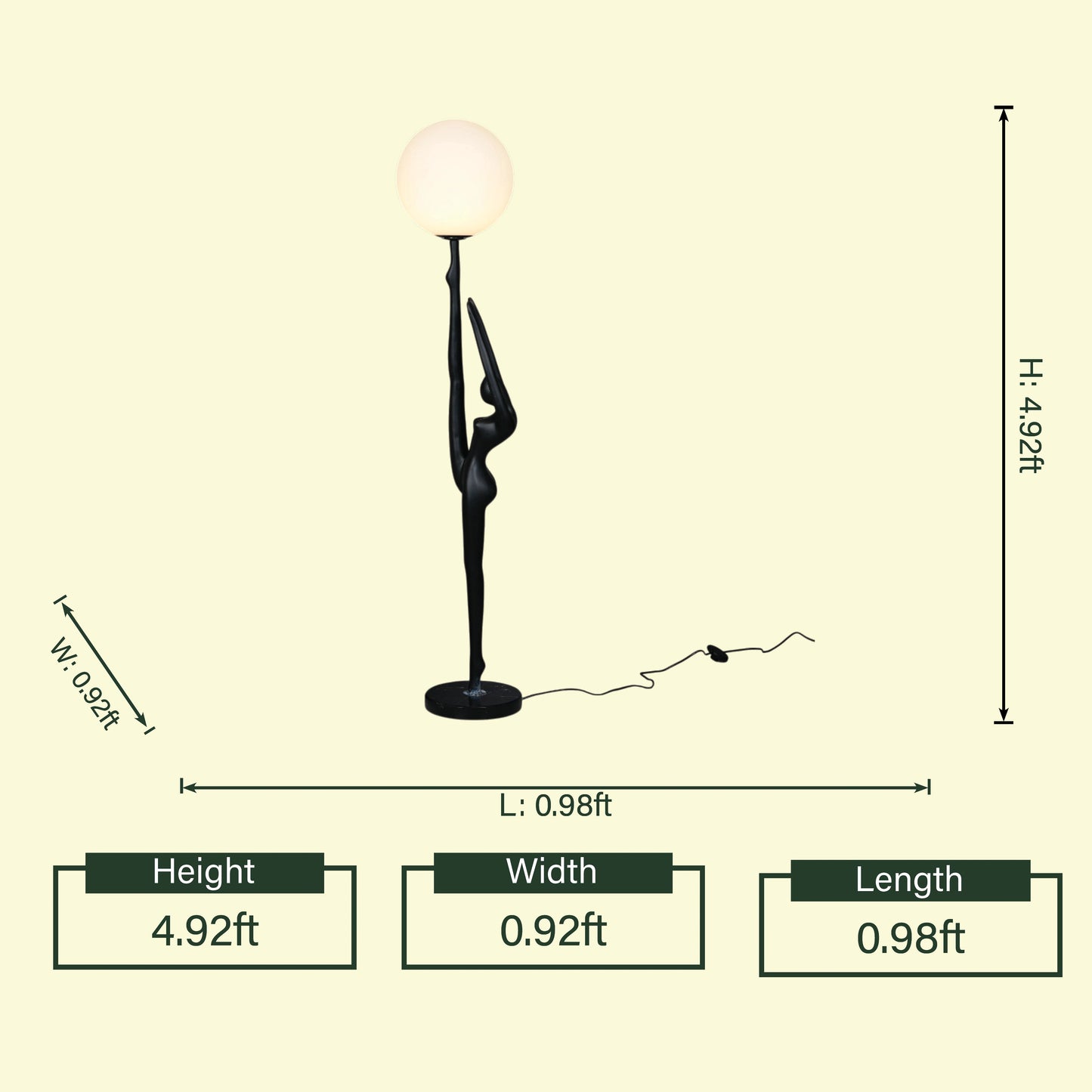 Elegant Stretch lamp 4.92ft spec diagram