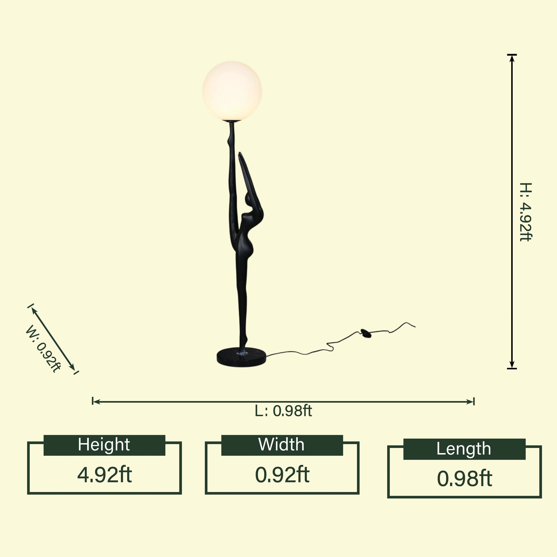 Elegant Stretch lamp 4.92ft spec diagram