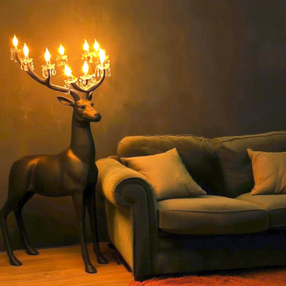 Luxury reindeer glow lamp with illuminated antlers decorative floor lamp in white or black finish