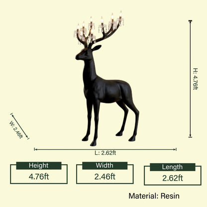 Reindeer glow lamp black side dimensions