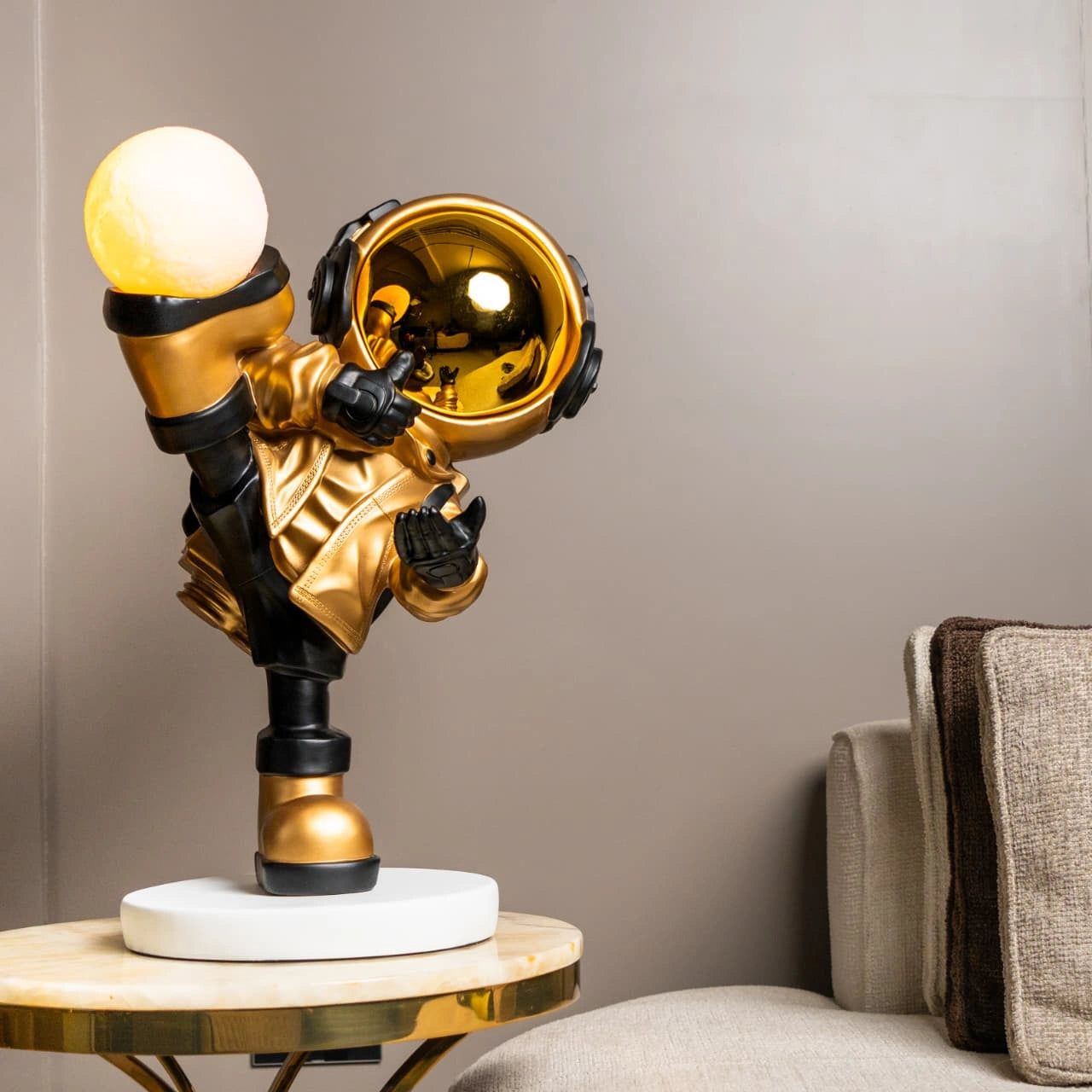 Gold Visor Spaceman Sculpture