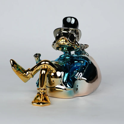 blue chrome pop art figurine with cartoon style decor for modern home styling