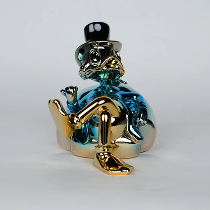 Chrome Money Tycoon blue sculpture