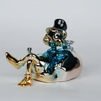 Chrome Money Tycoon blue sculpture