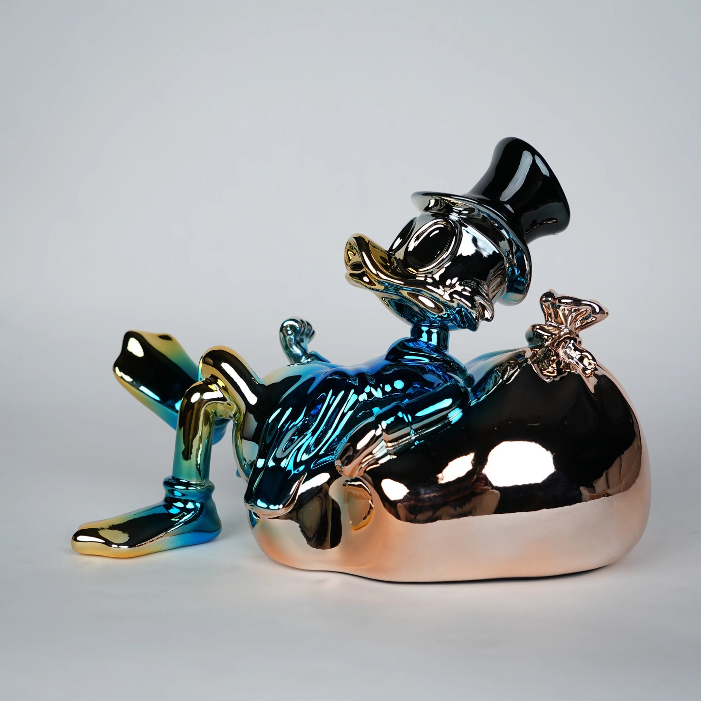 Chrome Money Tycoon blue sculpture