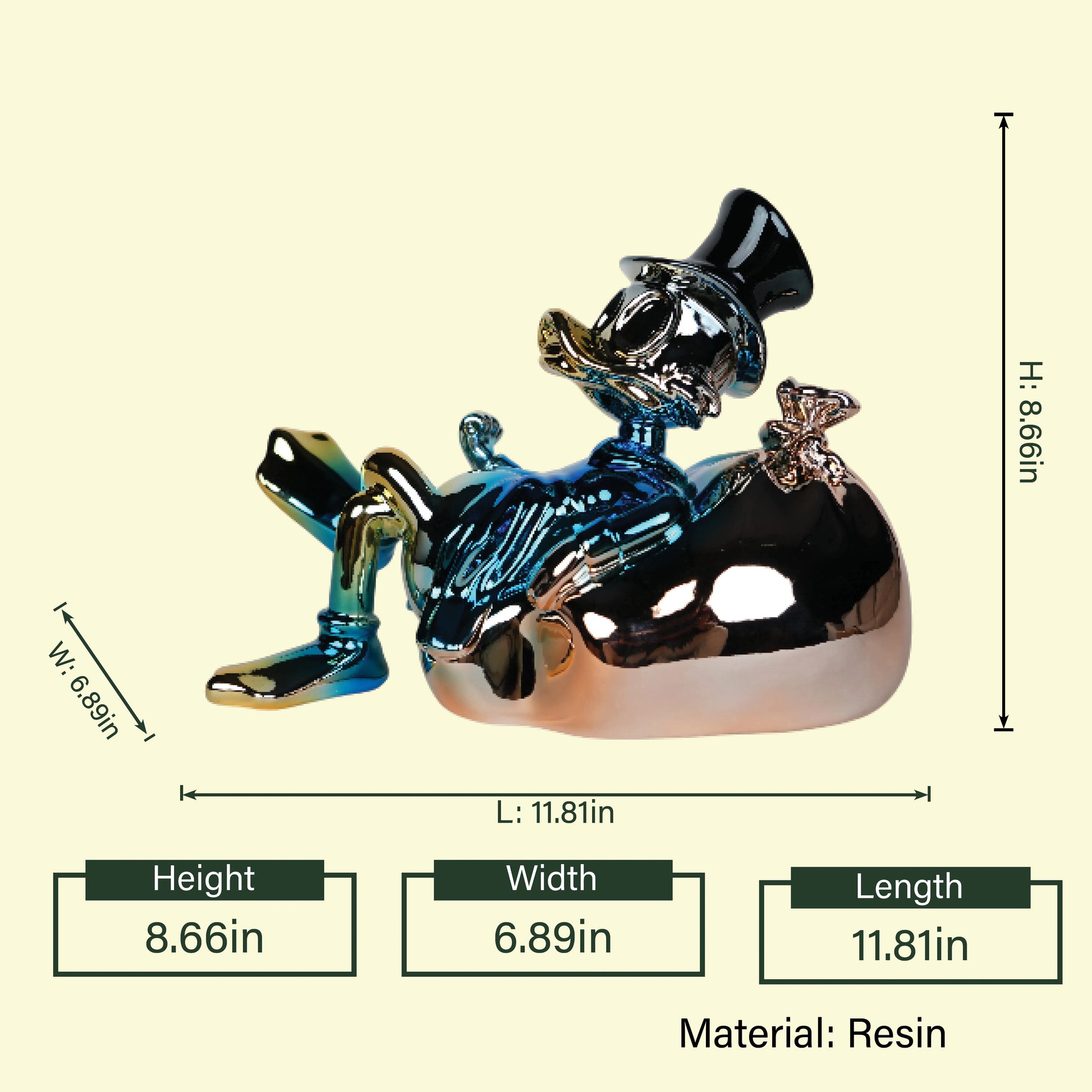 modern chrome figurine sculpture with blue finish for home decor interiors