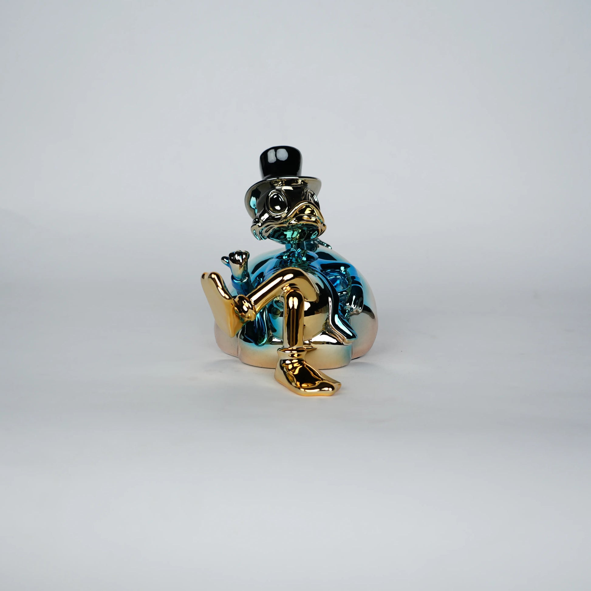 Chrome Money Tycoon blue sculpture