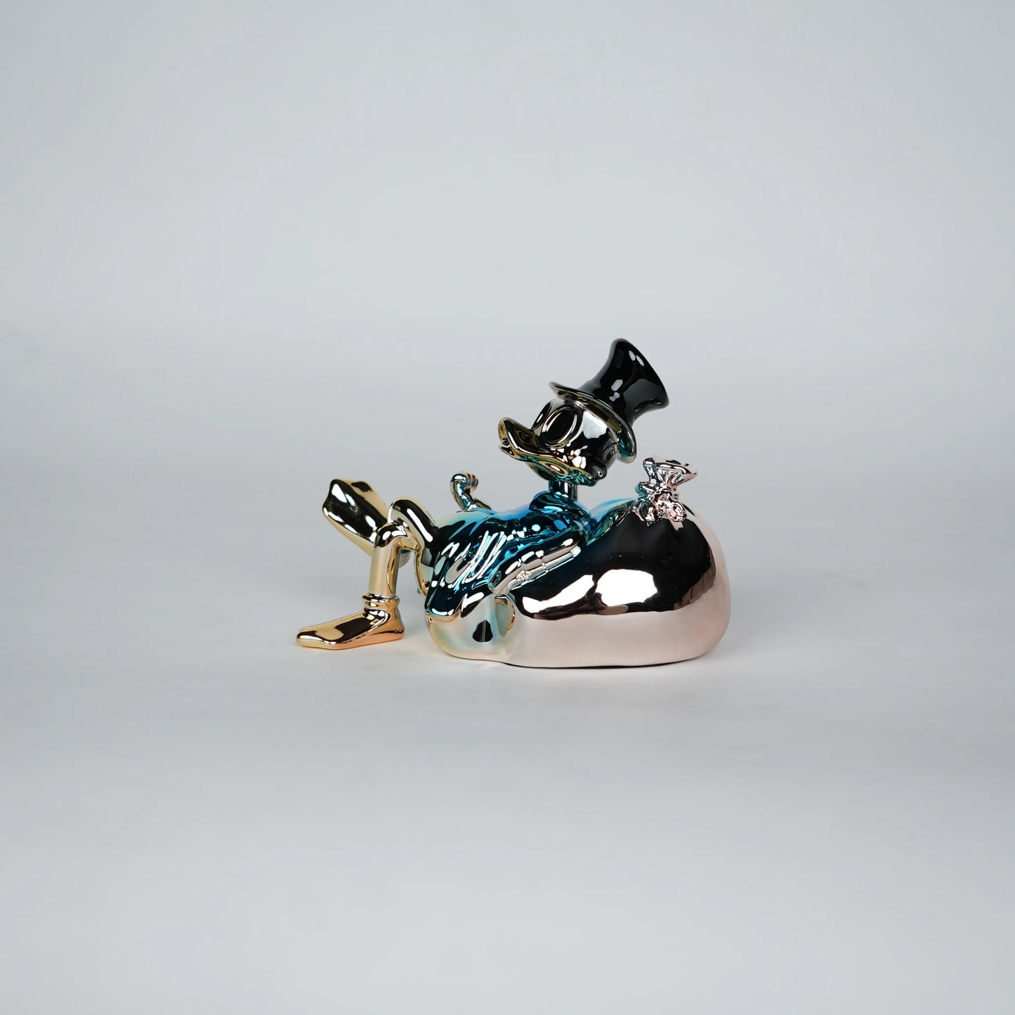 Chrome Money Tycoon blue sculpture