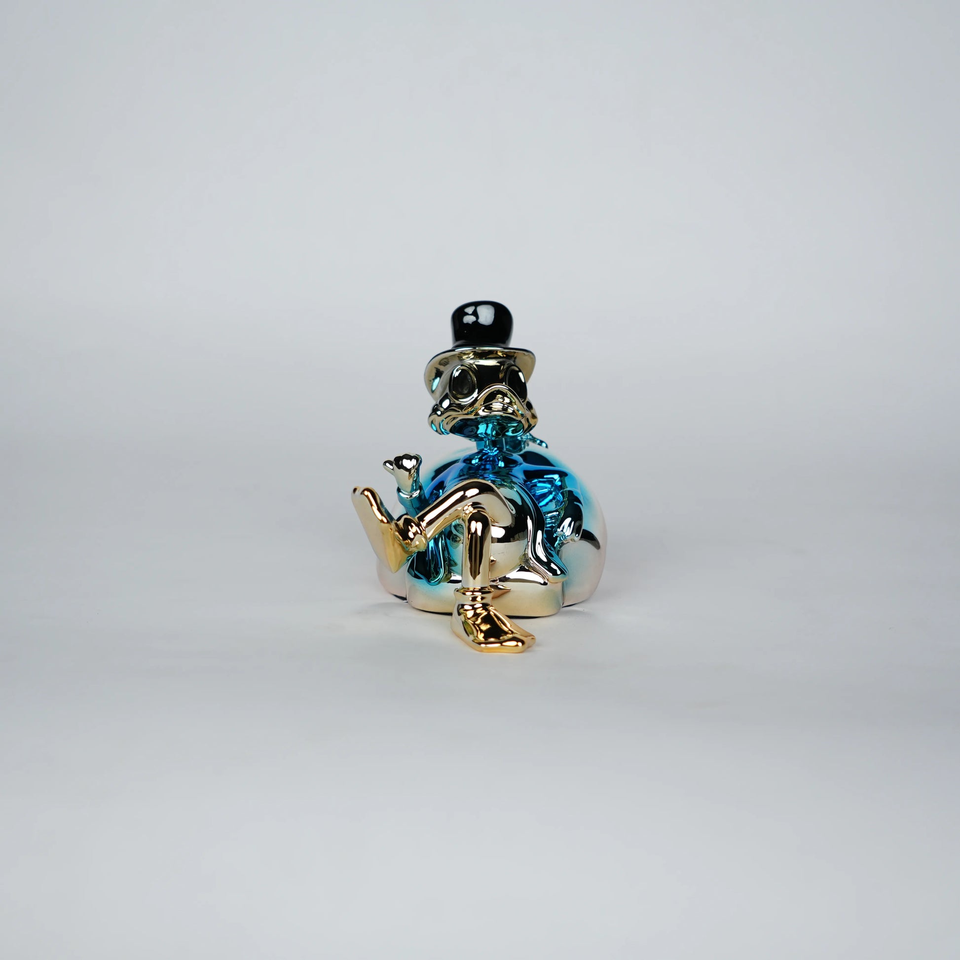 Chrome Money Tycoon blue sculpture