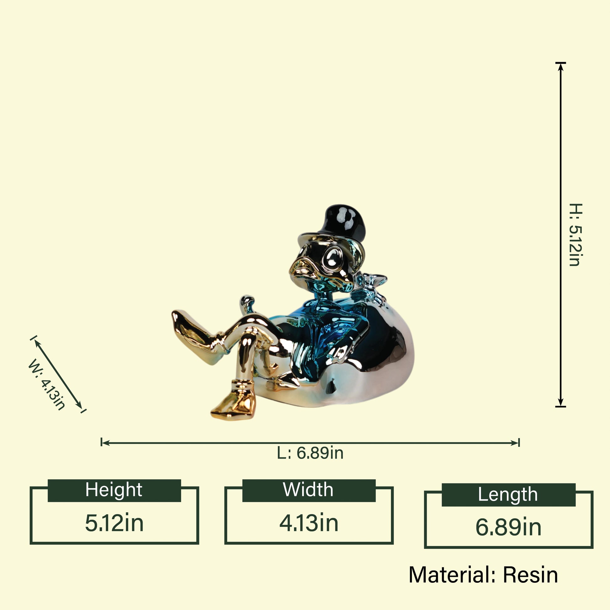 metallic blue cartoon decor figurine for tabletop and shelf styling