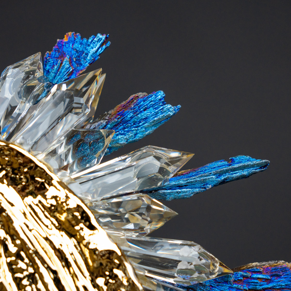 Luxury crystal galloping horse décor piece with metallic gold finish