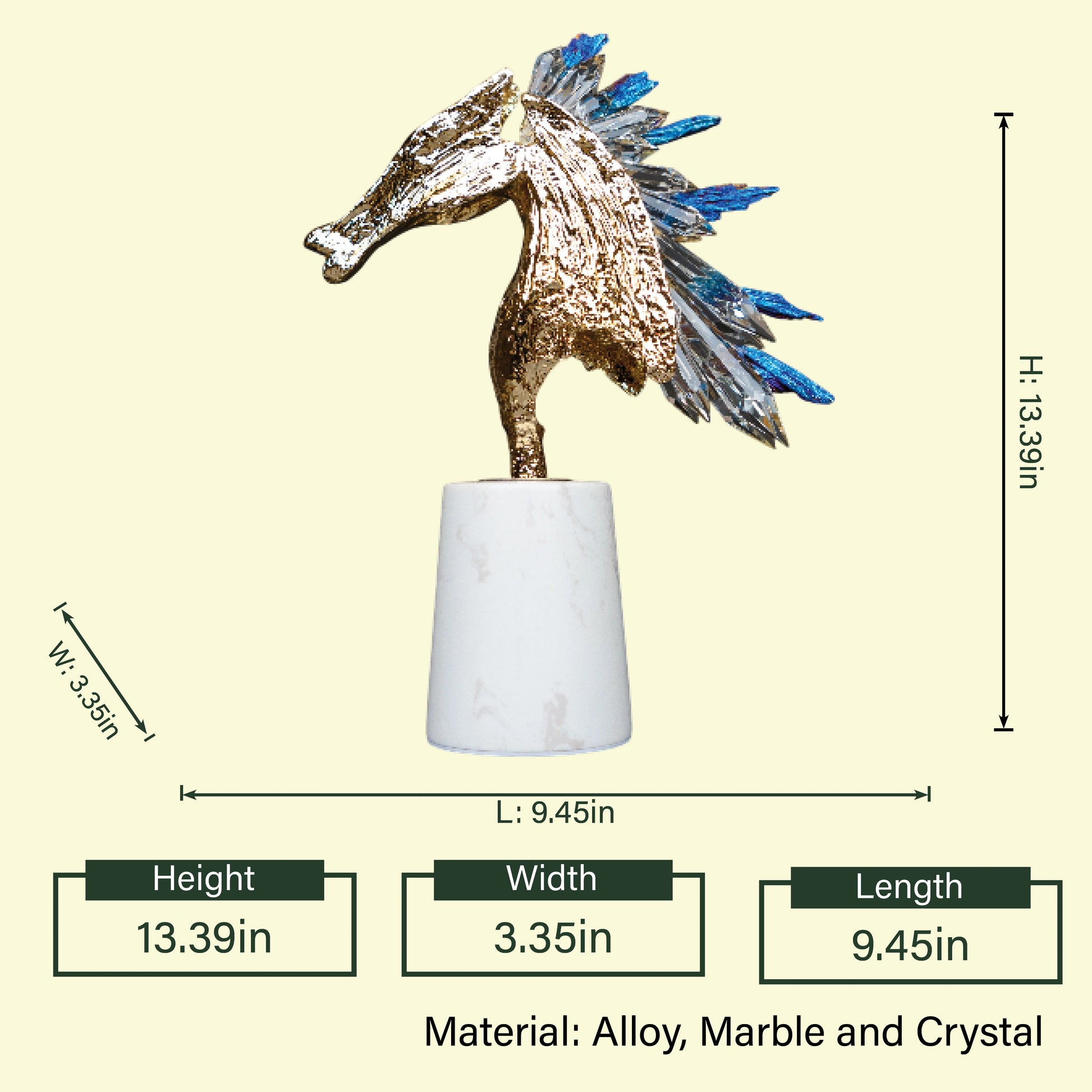 Crystal Prism Horse, blue mane, spec view