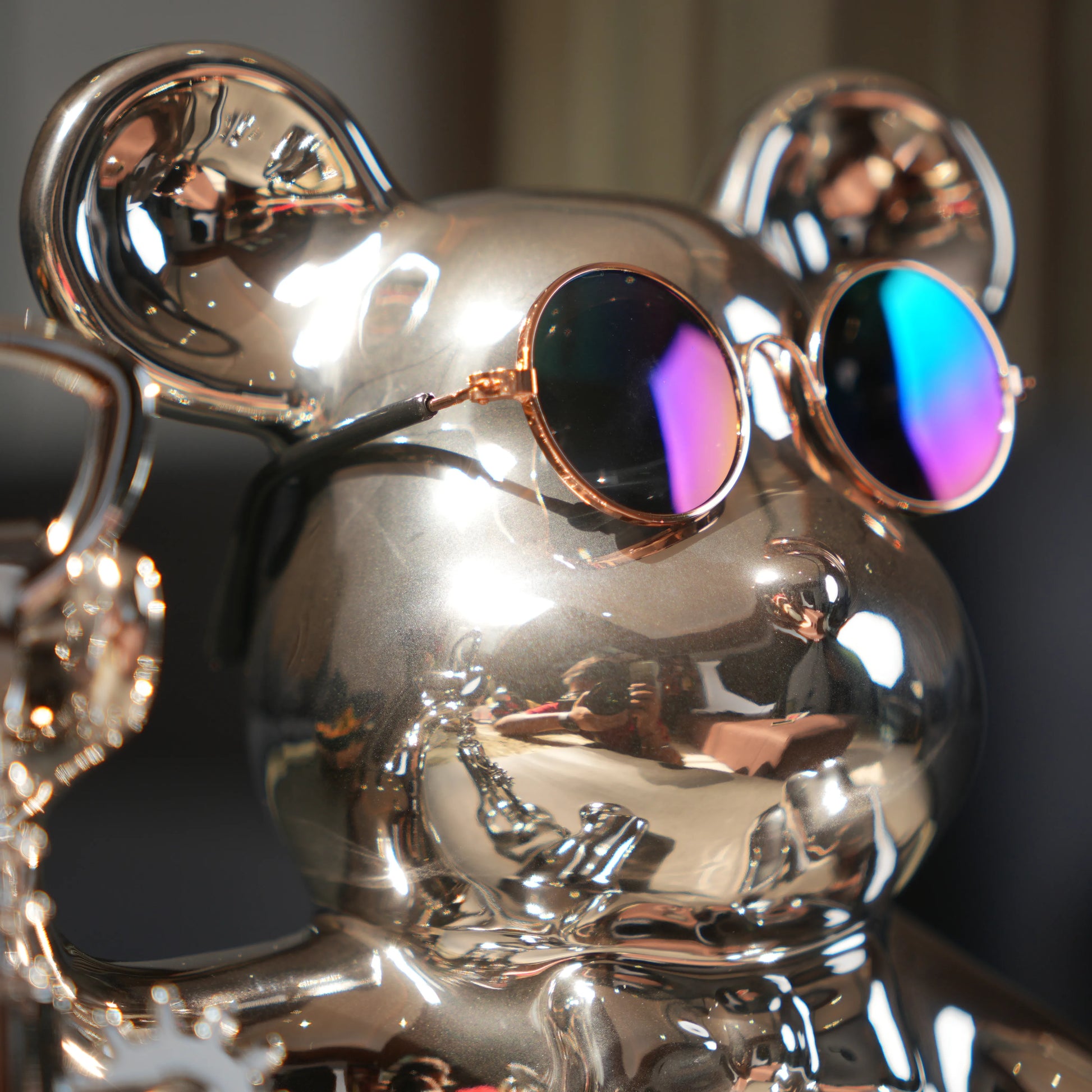 chrome silver bear wine holder