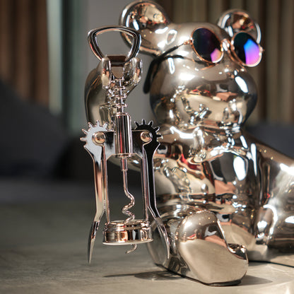 chrome silver bear wine holder