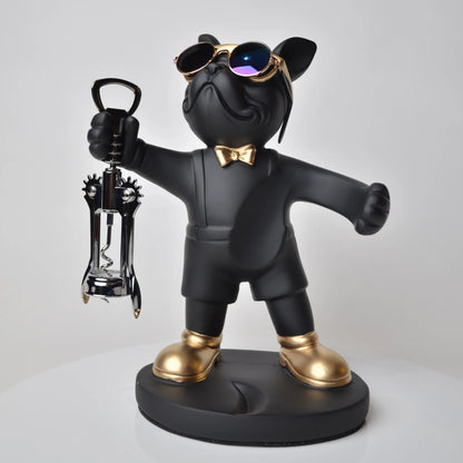 matte black gold bulldog wine opener holder