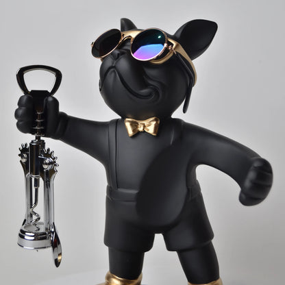 matte black gold bulldog wine opener holder
