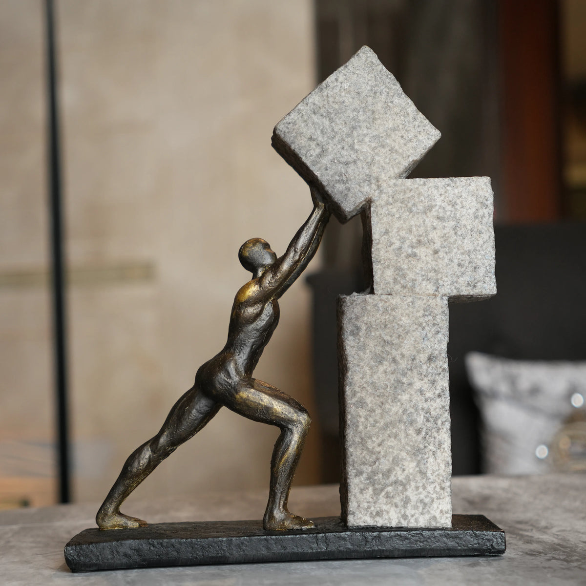 Vertical Bronze Strive Figurine