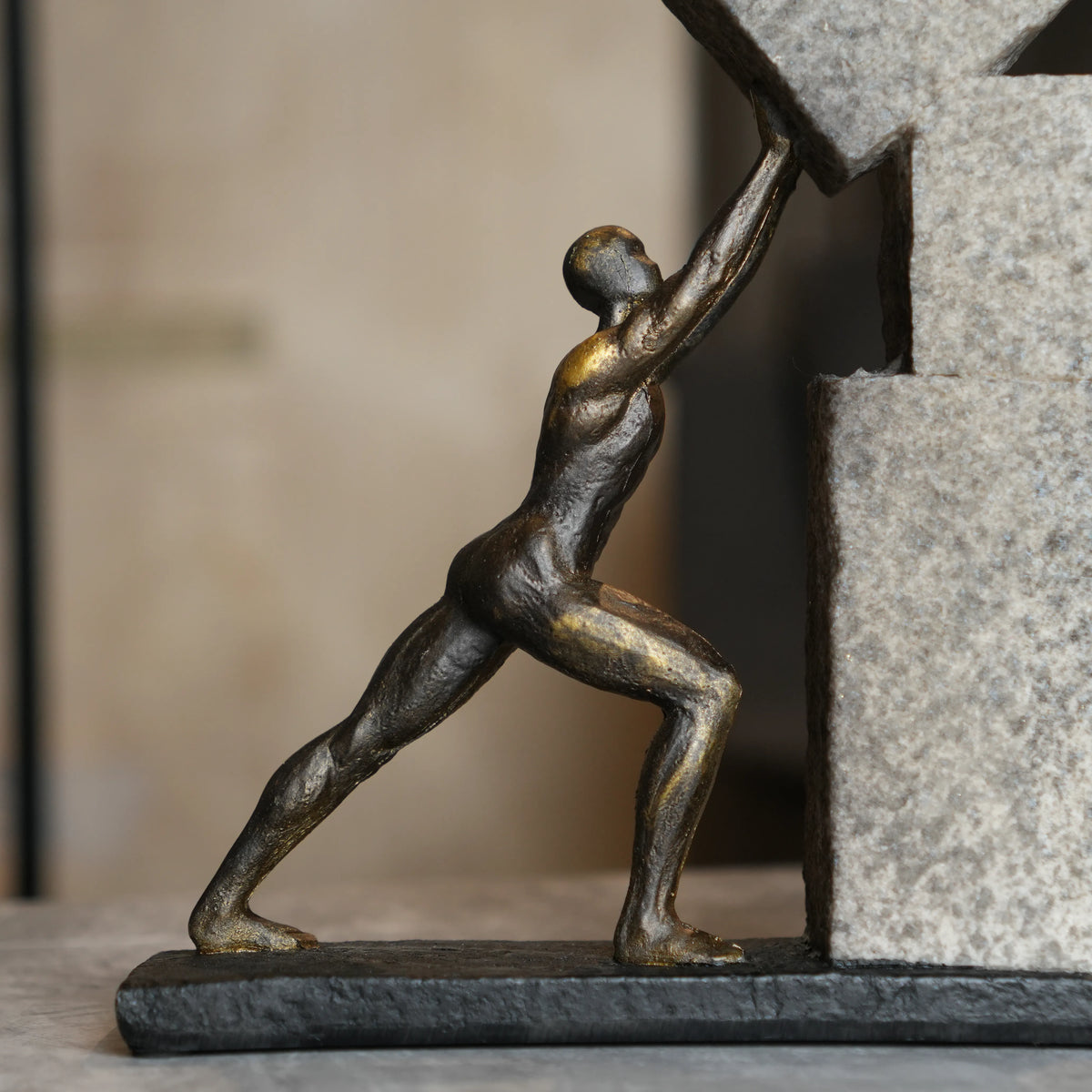 Vertical Bronze Strive Figurine