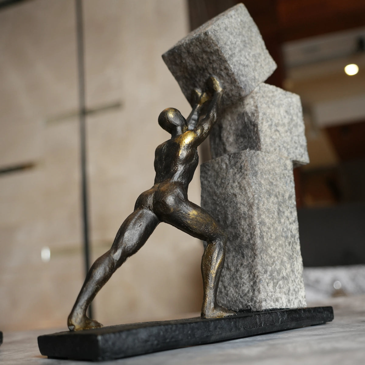 Vertical Bronze Strive Figurine