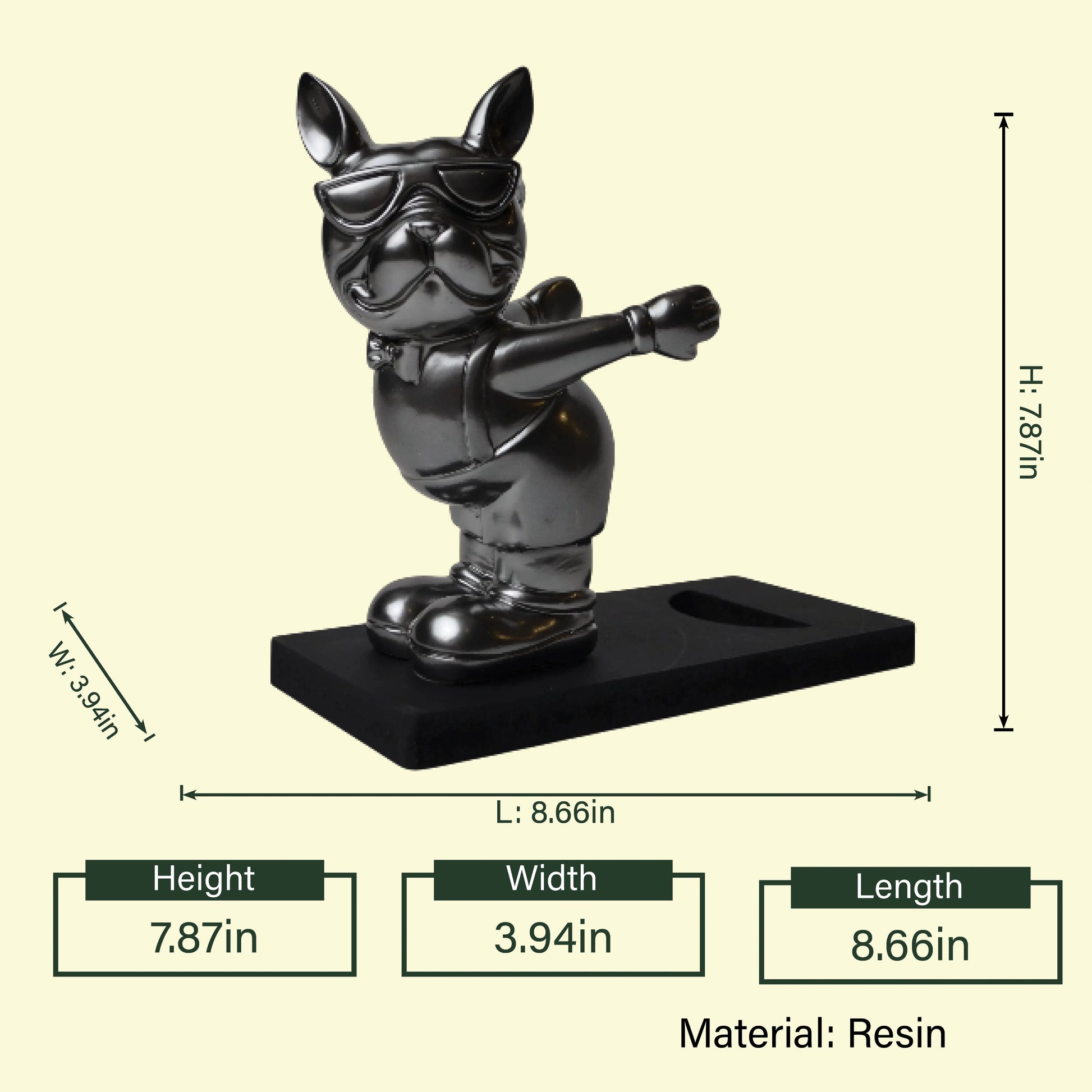 pop art bulldog figurine with chrome finish