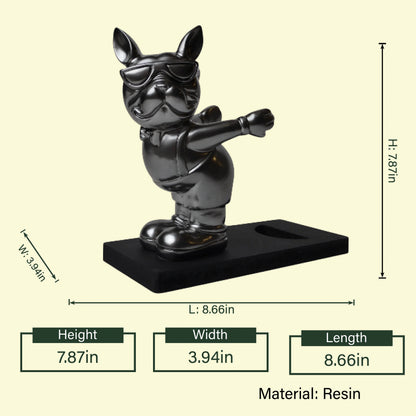 pop art bulldog figurine with chrome finish