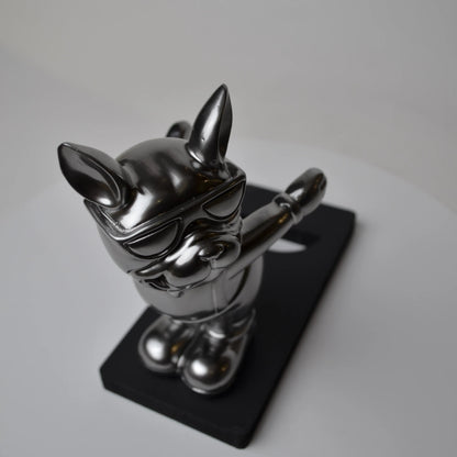 chrome silver bulldog wine holder