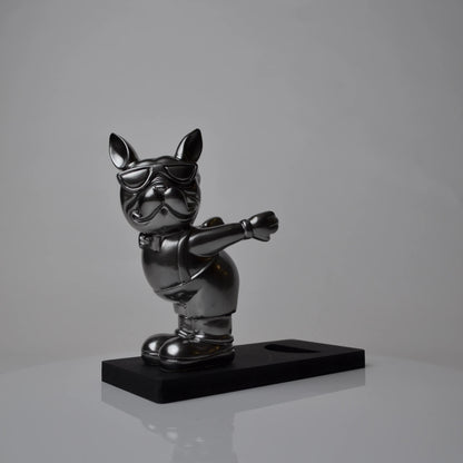 chrome silver bulldog wine holder