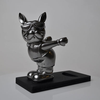 chrome silver bulldog wine holder