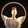 White angelic sculpture with wings, gold crown, and LED halo on marble-style base — Heavenly Wing Sculpture by Ghar Art, handcrafted luxury home decor accent symbolizing peace and divinity.