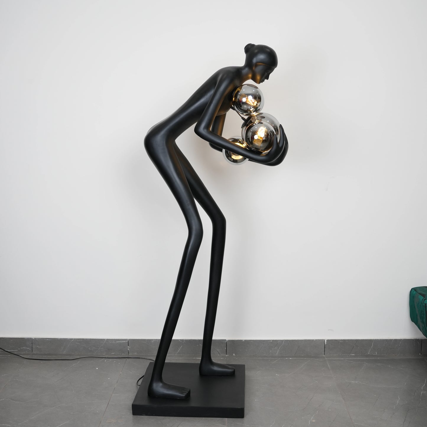 Glow figure lamp, smoked orbs, studio side