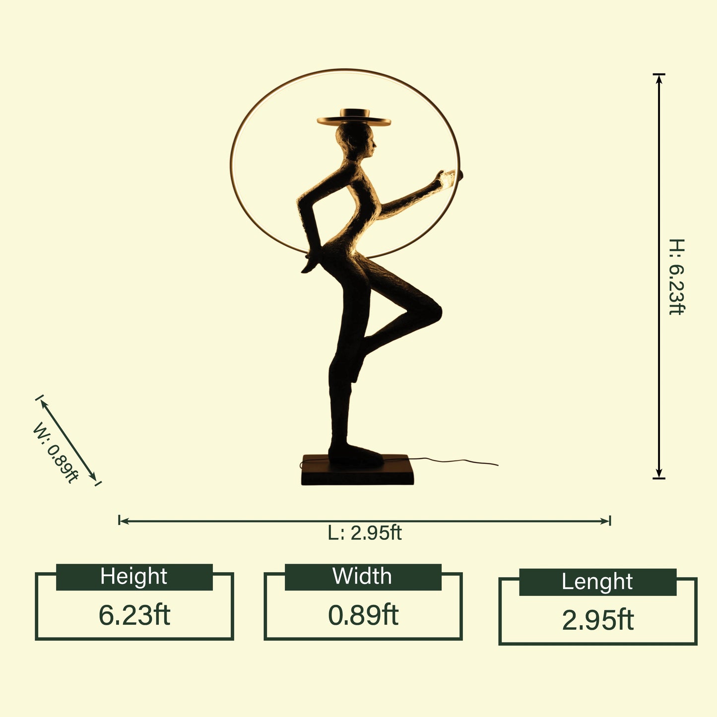 Luminous Poise, bronze dancer, spec side