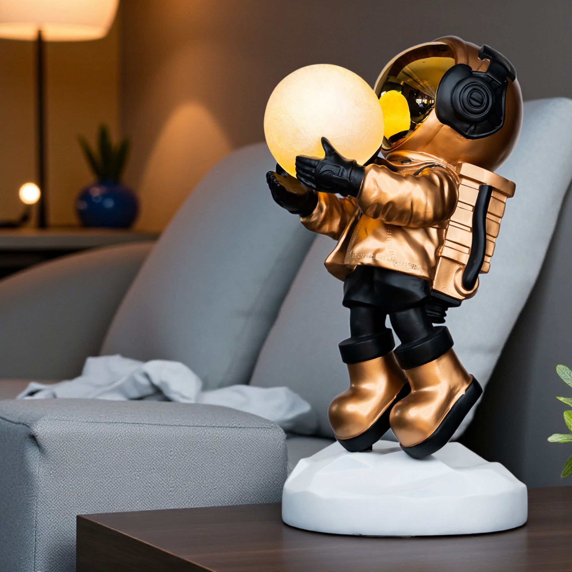 Astronaut lamp on white cloud base