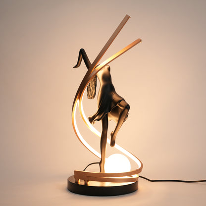Matte black liberty sculpture lamp with warm LED arc modern decorative table lighting for home decor
