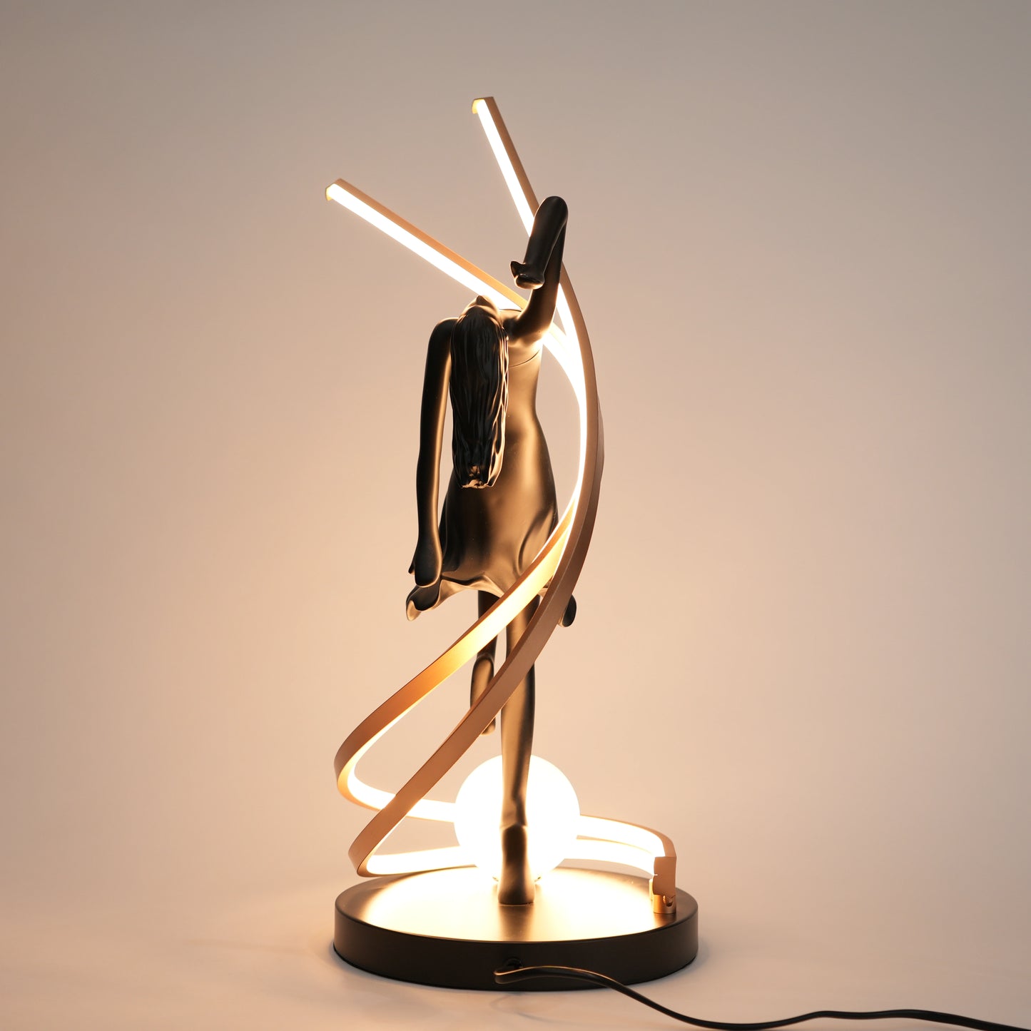 Matte black liberty sculpture lamp with warm LED arc modern decorative table lighting for home decor