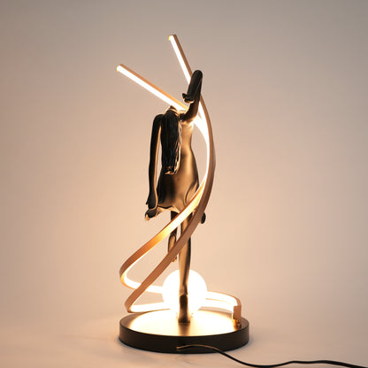 Matte black liberty sculpture lamp with warm LED arc modern decorative table lighting for home decor